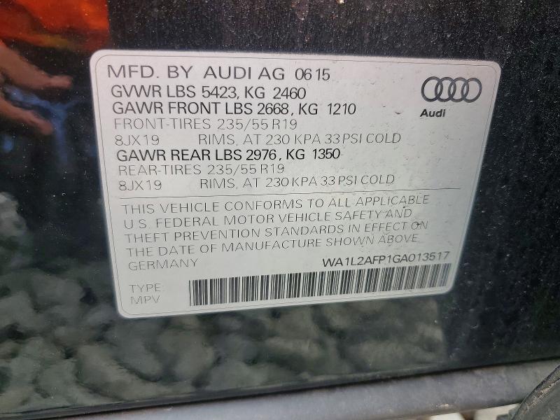 Продаж на аукціоні авто 2016 Audi Q5, vin: WA1L2AFP1GA013517, номер лоту: 49944726