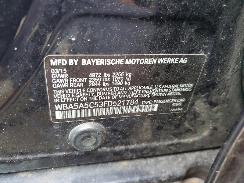 2015 Bmw 528 მანქანა იყიდება აუქციონზე, vin: WBA5A5C53FD521784, აუქციონის ნომერი: 48870296