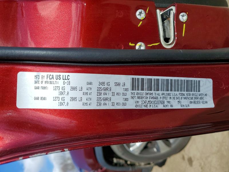 Aukcja sprzedaży 2019 Jeep Cherokee, vin: 1C4PJMDX1KD227638, numer aukcji: 49120836