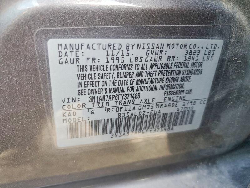 Aukcja sprzedaży 2015 Nissan Sentra, vin: 3N1AB7AP6FY371488, numer aukcji: 51195816