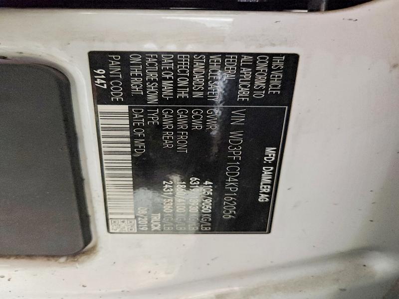 Auction sale of the 2019 Mercedes Benz Sprinter, vin: WD3PF1CD4KP162056, lot number: 51586336