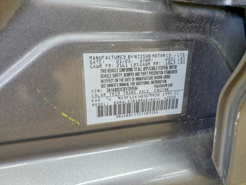Aukcja sprzedaży 2025 Nissan Sentra, vin: 3N1AB8CV3SY289584, numer aukcji: 50213676