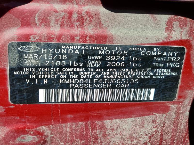 Aukcja sprzedaży 2018 Hyundai Elantra, vin: KMHD84LF4JU665135, numer aukcji: 50797796