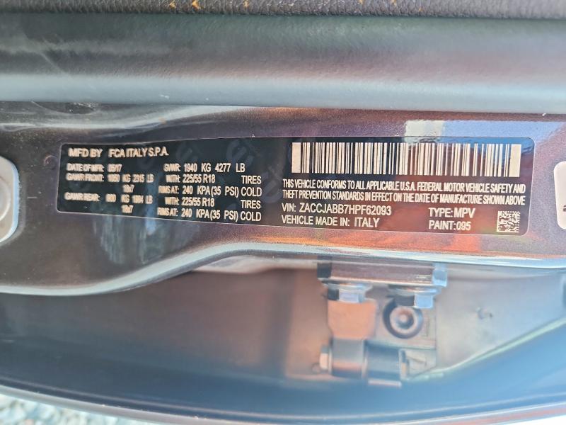 Продаж на аукціоні авто 2017 Jeep Renegade, vin: ZACCJABB7HPF62093, номер лоту: 51571966