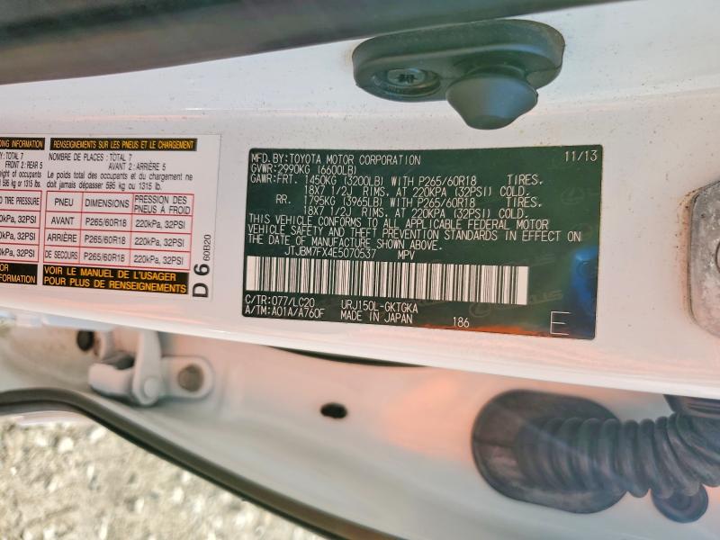 Продажа на аукционе авто 2014 Lexus Gx, vin: JTJBM7FX4E5070537, номер лота: 50190636