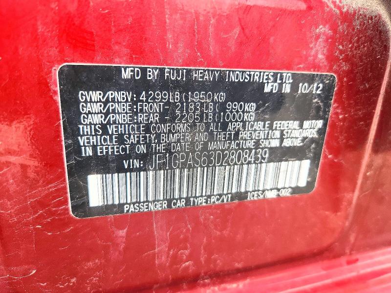 Продажа на аукционе авто 2013 Subaru Impreza, vin: JF1GPAS63D2808439, номер лота: 50795726