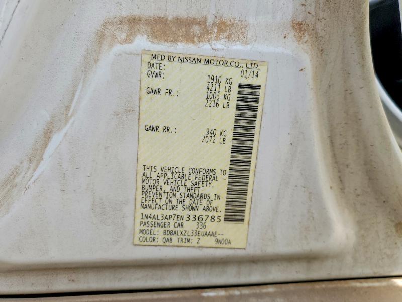 Продаж на аукціоні авто 2014 Nissan Altima, vin: 1N4AL3AP7EN336785, номер лоту: 50588506