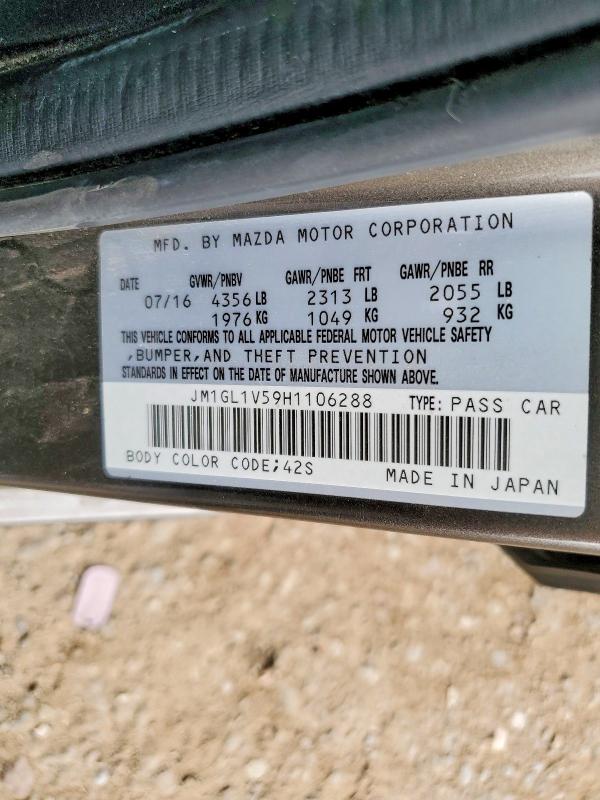 Aukcja sprzedaży 2017 Mazda 6, vin: JM1GL1V59H1106288, numer aukcji: 51833286