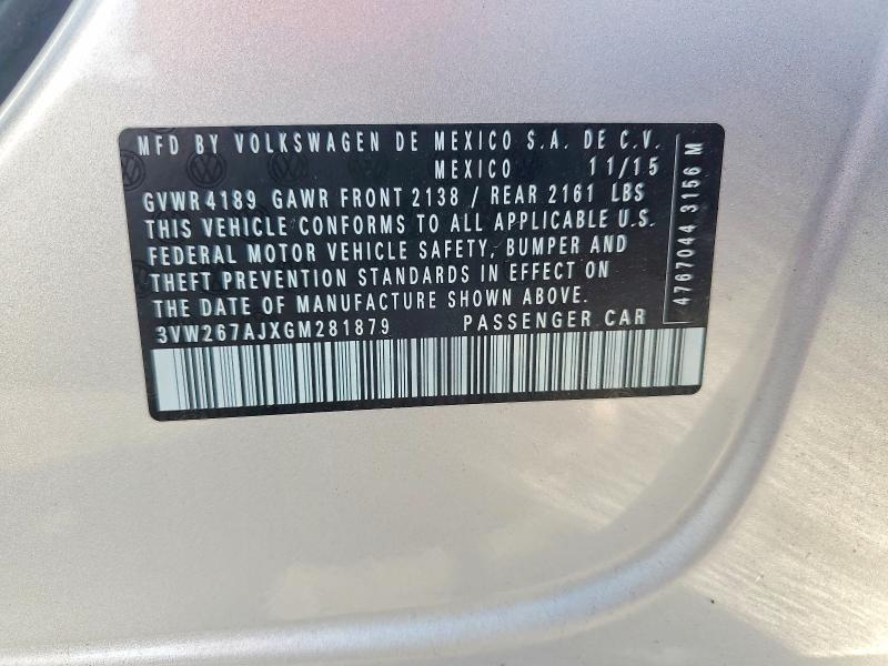 Aukcja sprzedaży 2016 Volkswagen Jetta, vin: 3VW267AJXGM281879, numer aukcji: 50087896