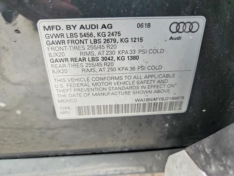 Aukcja sprzedaży 2018 Audi Q5, vin: WA1BNAFY8J2199876, numer aukcji: 48341386