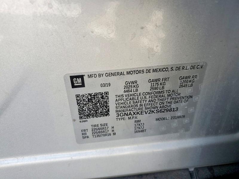 Aukcja sprzedaży 2019 Chevrolet Equinox, vin: 3GNAXKEV2KS629813, numer aukcji: 49668426
