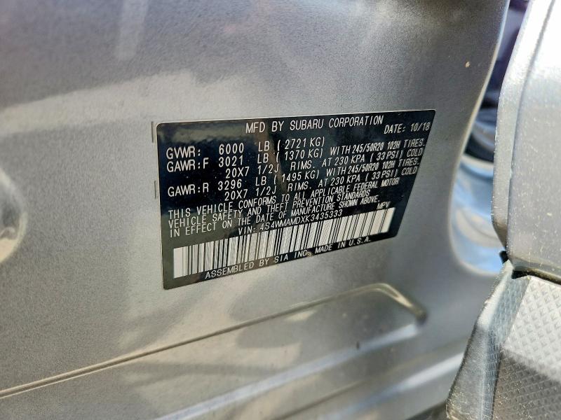 Продаж на аукціоні авто 2019 Subaru Ascent, vin: 4S4WMAMDXK3435333, номер лоту: 48192116