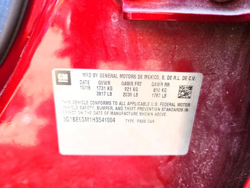 Продаж на аукціоні авто 2017 Chevrolet Cruze, vin: 3G1BE6SM1HS541004, номер лоту: 50732396