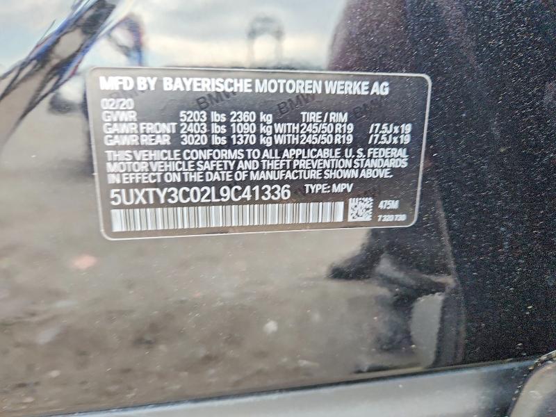 2020 Bmw X3 მანქანა იყიდება აუქციონზე, vin: 5UXTY3C02L9C41336, აუქციონის ნომერი: 50365536