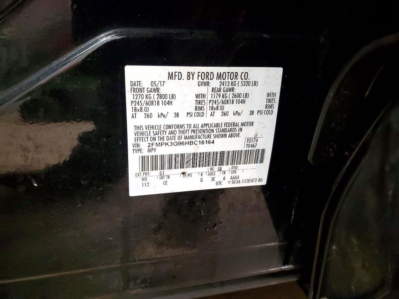 2017 Ford Edge მანქანა იყიდება აუქციონზე, vin: 2FMPK3G96HBC16164, აუქციონის ნომერი: 47061416