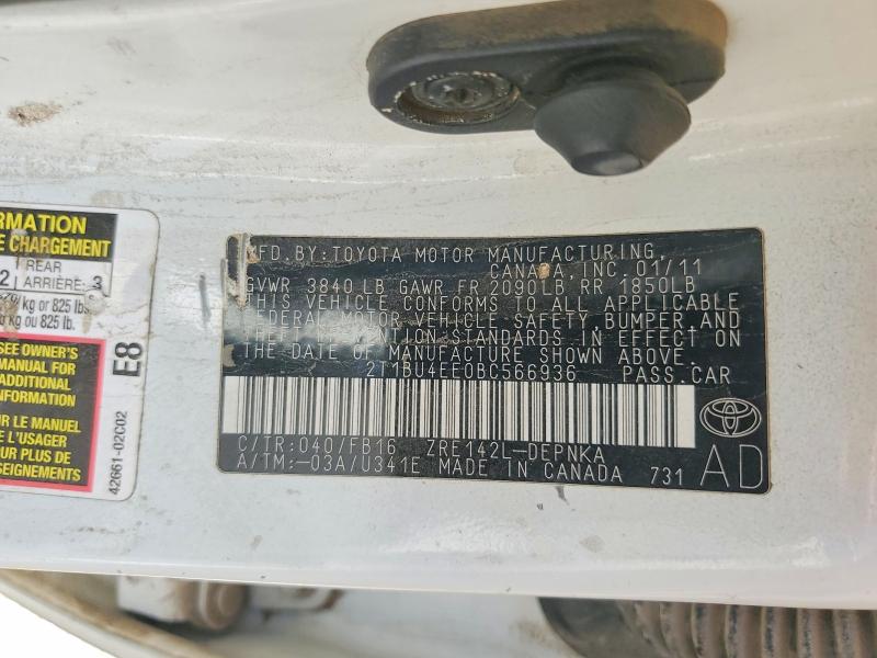 2011 Toyota Corolla მანქანა იყიდება აუქციონზე, vin: 2T1BU4EE0BC566936, აუქციონის ნომერი: 47847556
