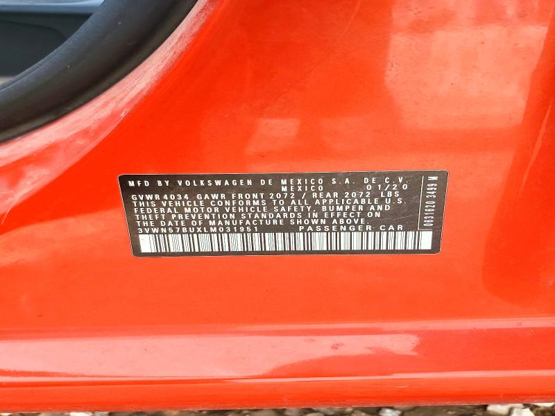 Продажа на аукционе авто 2020 Volkswagen Jetta, vin: 3VWN57BUXLM031951, номер лота: 49929676