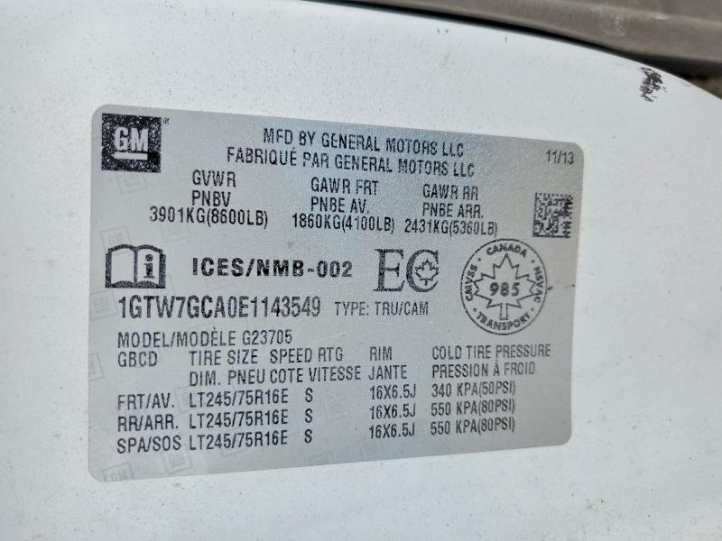Продаж на аукціоні авто 2014 Gmc Savana, vin: 1GTW7GCA0E1143549, номер лоту: 48581136