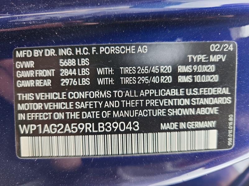 Продаж на аукціоні авто 2024 Porsche Macan, vin: WP1AG2A59RLB39043, номер лоту: 50886996