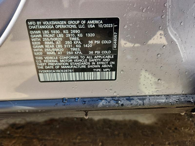 Продаж на аукціоні авто 2024 Volkswagen Atlas, vin: 1V2KR2CA1RC526761, номер лоту: 49714646