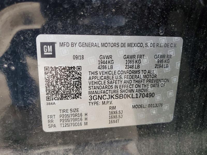 51021716 :رقم المزاد ، 3GNCJKSB0KL170490 vin ، 2019 Chevrolet Trax مزاد بيع
