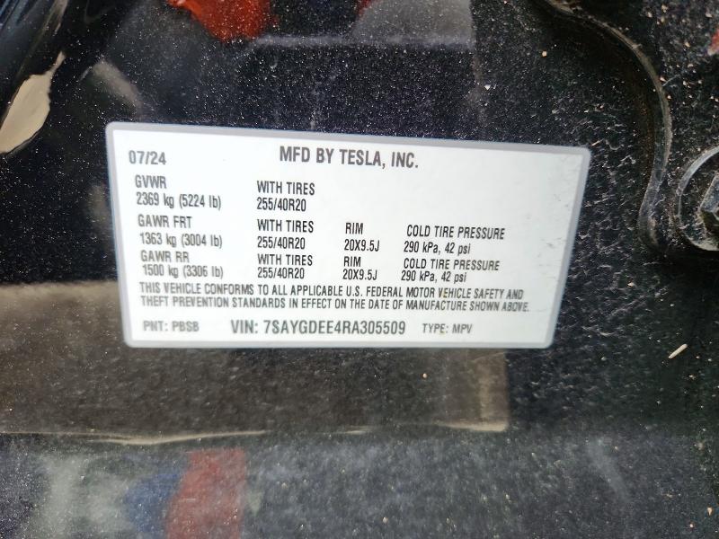 Продажа на аукционе авто 2024 Tesla Model Y, vin: 7SAYGDEE4RA305509, номер лота: 49658136