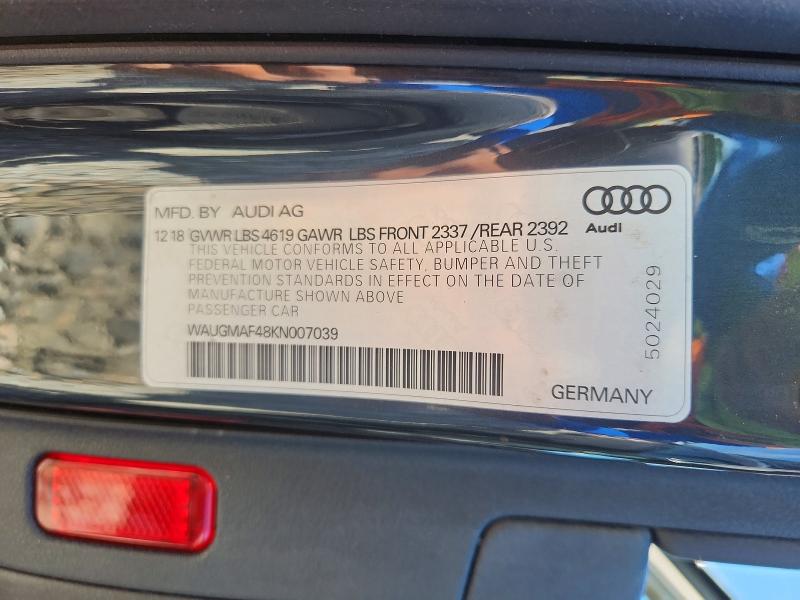 Продаж на аукціоні авто 2019 Audi A4, vin: WAUGMAF48KN007039, номер лоту: 49442276