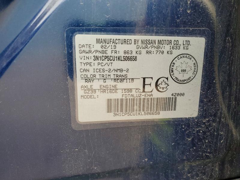 Aukcja sprzedaży 2019 Nissan Kicks, vin: 3N1CP5CU1KL506658, numer aukcji: 51131406