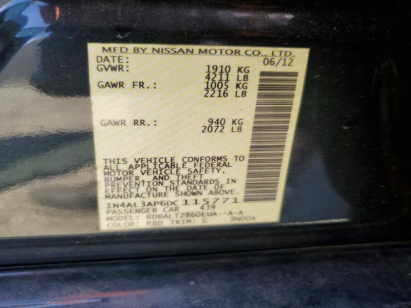 Aukcja sprzedaży 2013 Nissan Altima, vin: 1N4AL3AP6DC115771, numer aukcji: 50940196