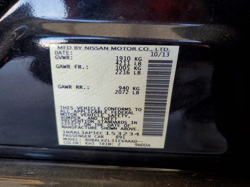 50780256 :رقم المزاد ، 1N4AL3AP3EC153234 vin ، 2014 Nissan Altima مزاد بيع