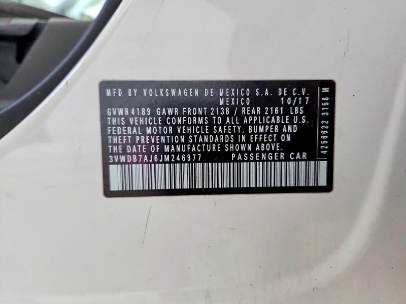 Aukcja sprzedaży 2018 Volkswagen Jetta, vin: 3VWDB7AJ6JM246977, numer aukcji: 49911976