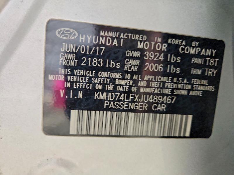 2018 Hyundai Elantra მანქანა იყიდება აუქციონზე, vin: KMHD74LFXJU489467, აუქციონის ნომერი: 51139106