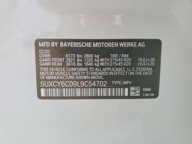 2020 Bmw X6 მანქანა იყიდება აუქციონზე, vin: 5UXCY6C09L9C54702, აუქციონის ნომერი: 49127046