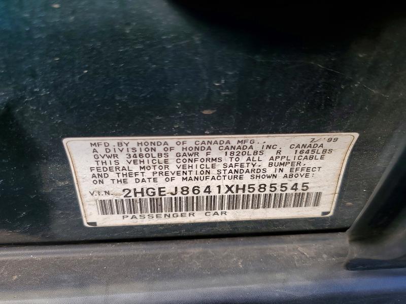 Продаж на аукціоні авто 1999 Honda Civic, vin: 2HGEJ8641XH585545, номер лоту: 48287226