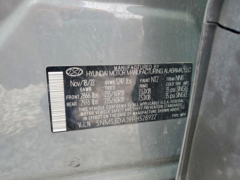 2023 Hyundai Santa Fe მანქანა იყიდება აუქციონზე, vin: 5NMS3DAJ9PH528922, აუქციონის ნომერი: 50345696