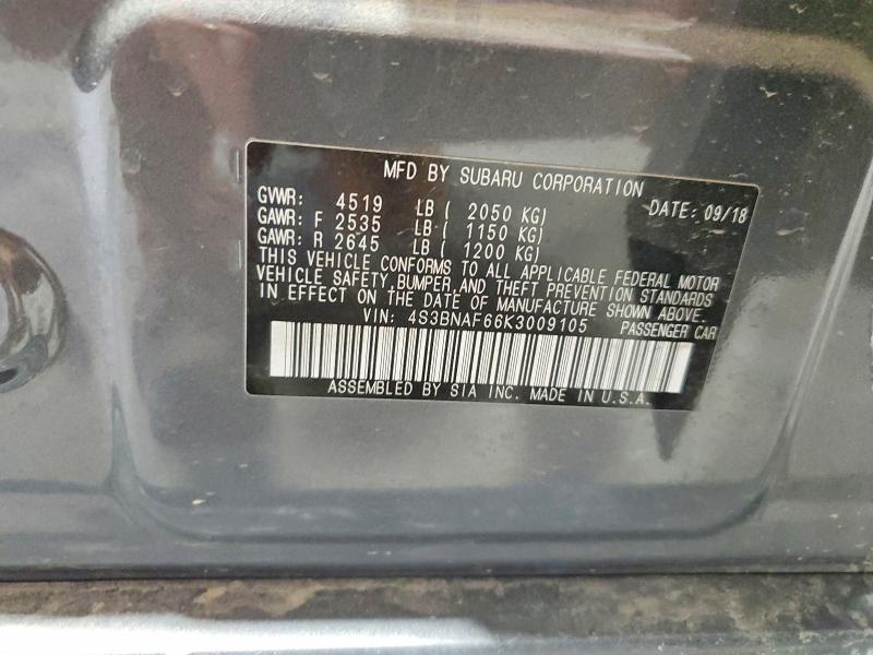 Aukcja sprzedaży 2019 Subaru Legacy, vin: 4S3BNAF66K3009105, numer aukcji: 50968406