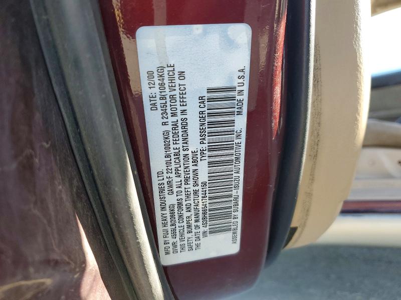 Aukcja sprzedaży 2001 Subaru Legacy, vin: 4S3BH665417644150, numer aukcji: 51130066