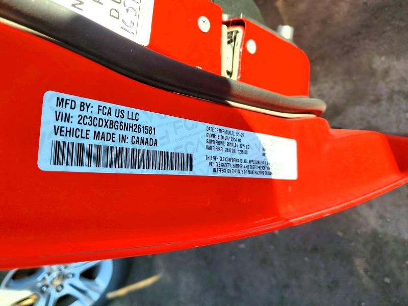 2022 Dodge Charger მანქანა იყიდება აუქციონზე, vin: 2C3CDXBG6NH261581, აუქციონის ნომერი: 49735816