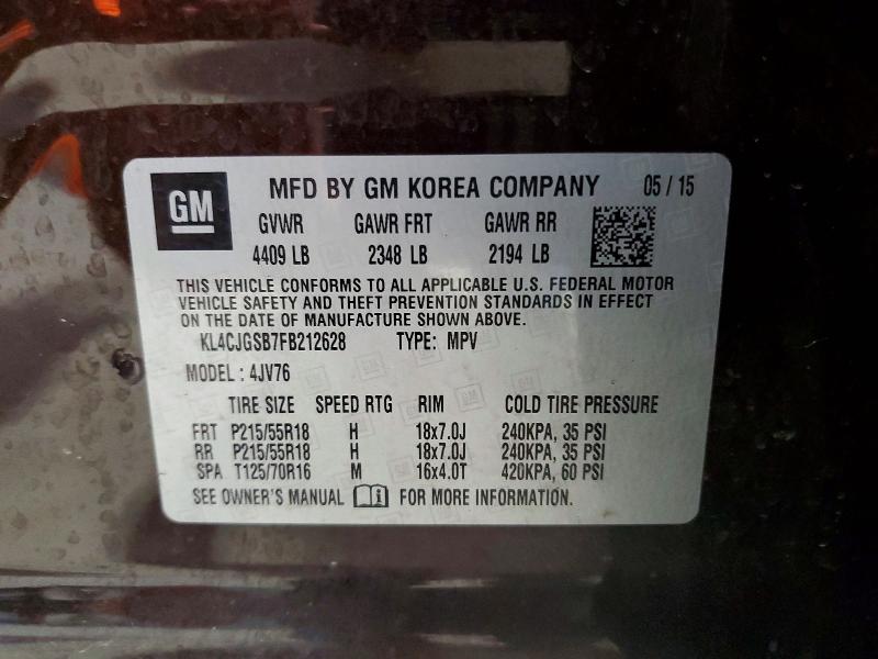 Продаж на аукціоні авто 2015 Buick Encore, vin: KL4CJGSB7FB212628, номер лоту: 51347166