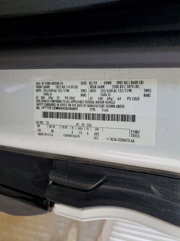 Продажа на аукционе авто 2019 Ford Transit, vin: 1FTYE1ZM0KKB38905, номер лота: 54390806