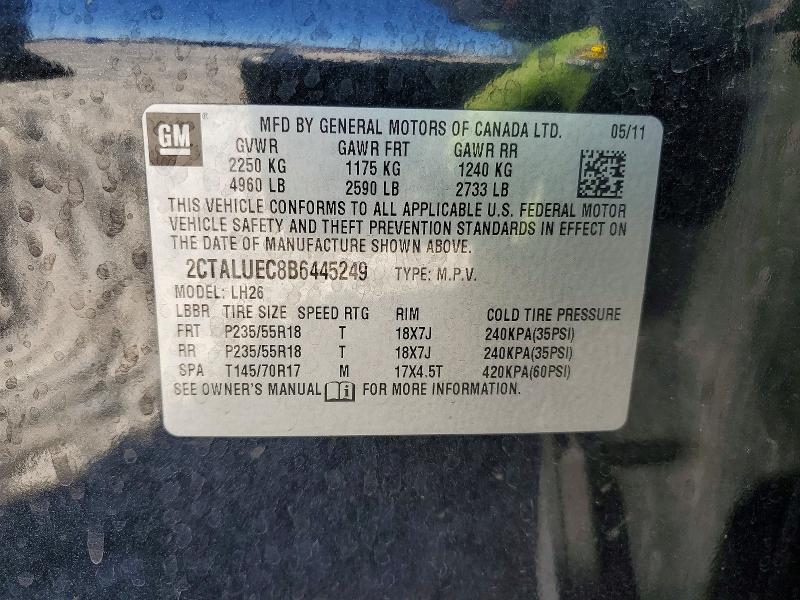 Aukcja sprzedaży 2011 Gmc Terrain, vin: 2CTALUEC8B6445249, numer aukcji: 51025156