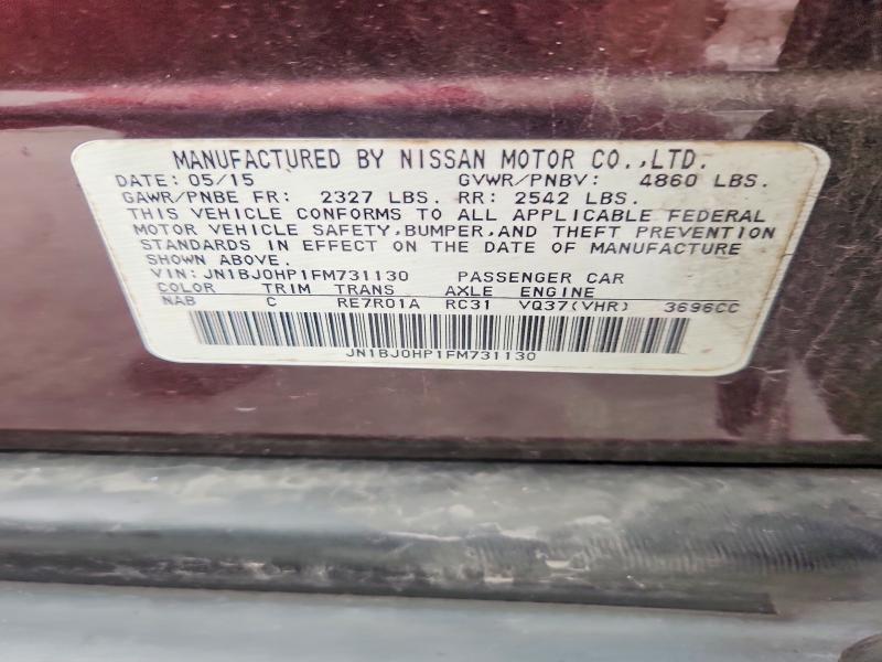 Aukcja sprzedaży 2015 Infiniti Qx50, vin: JN1BJ0HP1FM731130, numer aukcji: 48055726