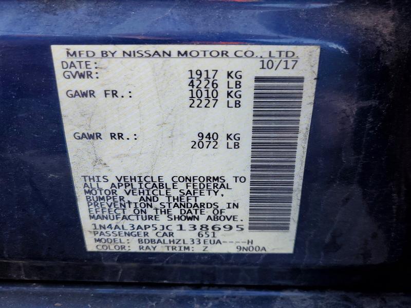 Auction sale of the 2018 Nissan Altima, vin: 1N4AL3AP5JC138695, lot number: 49125306