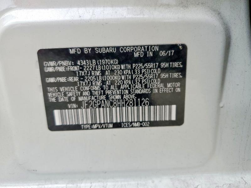 Aukcja sprzedaży 2017 Subaru Crosstrek, vin: JF2GPANC8HH281126, numer aukcji: 50848976