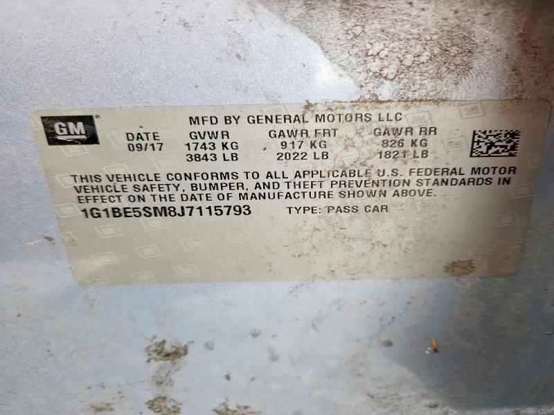 Aukcja sprzedaży 2018 Chevrolet Cruze, vin: 1G1BE5SM8J7115793, numer aukcji: 49870886