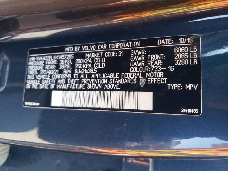 Продажа на аукционе авто 2019 Volvo Xc90, vin: YV4A22PL4K1457205, номер лота: 50721476