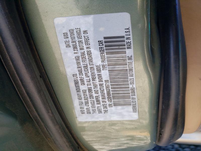 2003 Subaru Legacy მანქანა იყიდება აუქციონზე, vin: 4S3BH896637657100, აუქციონის ნომერი: 48166926