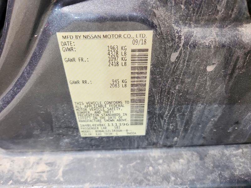 2019 Nissan Altima მანქანა იყიდება აუქციონზე, vin: 1N4BL4EV8KC111396, აუქციონის ნომერი: 49882426