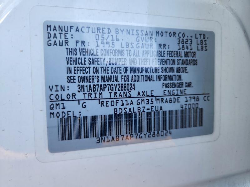 Продажа на аукционе авто 2016 Nissan Sentra, vin: 3N1AB7AP7GY288024, номер лота: 50056466