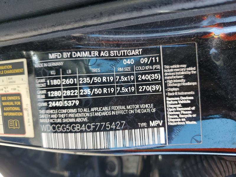 Aukcja sprzedaży 2012 Mercedes-benz Glk, vin: WDCGG5GB4CF775427, numer aukcji: 50315036